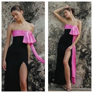 NWT Hutch Serina Strapless Column Bow Maxi Dress Size 00 Wedding Cocktail Gown